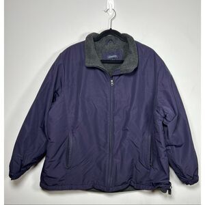 Lands End fleece-lined warm-up jacket in navy blue size 2x